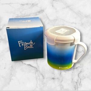 French Bull ombré patterned soup mug with airtight lid 23oz soup or beverage NEW